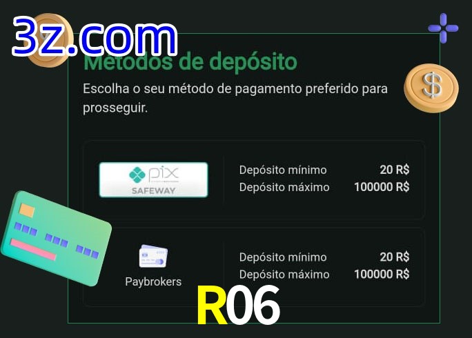 O cassino R06 oferece uma grande variedade de métodos de pagamento